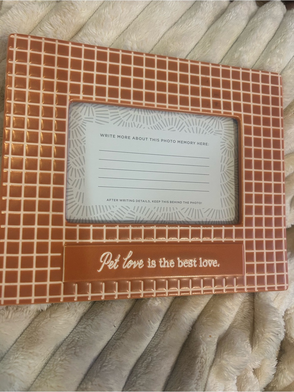 Hallmark Ceramic Pet Frame in Rust Orange Grid